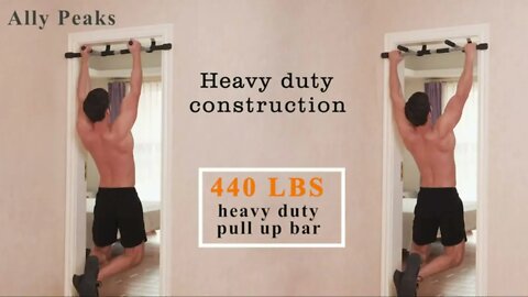 Ally Peaks Pull Up Bar for Doorway -Thickened Steel Max Limit 440 lbs Upper Body Fitness Workout