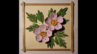 How to make a card with sprig of wild rose by the method of quilling