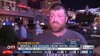 Man says rental car stolen from hotel
