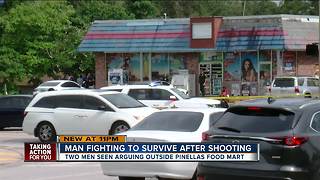 Man shot outside neighborhood food store, transported to hospital with life threatening injuries