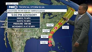 Tropical Storm Elsa still has winds of 70 mph