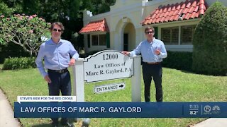 Steve Weagle thanks Law Offices of Marc R. Gaylord for their support of his Ride for the Red Cross