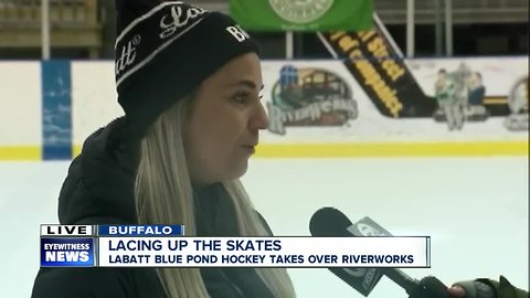 Celly on! Labatt Blue Pond Hockey at Riverworks