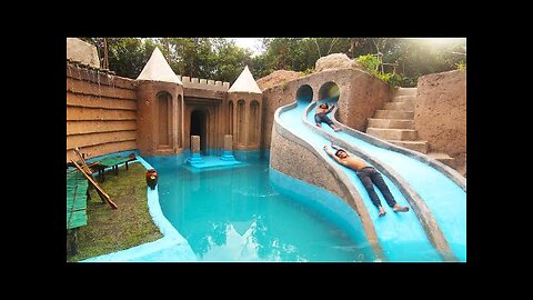 155 Days Building 1M Dollars Water Slide Park into Underground Swimming Pool House