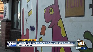 Vandal tags new South Park mural with odd messages