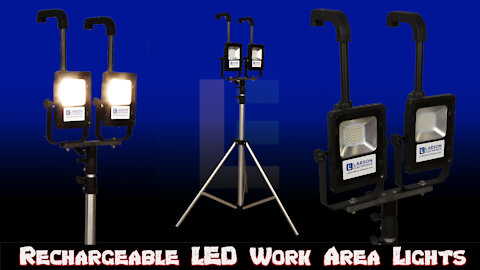 Rechargeable LED Work Area Lights with 3.5' to 10' Adjustable Tripod Mount - 2000 Lumens - IP67