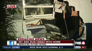 hit and run crash appears to damage home