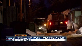 Homeless man found frozen inside vehicle