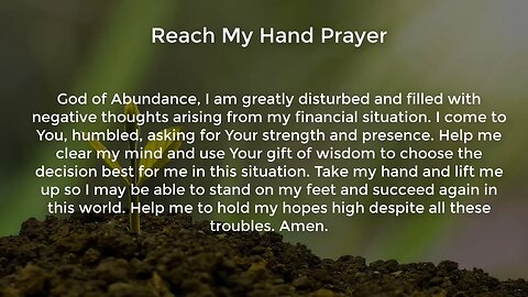 Reach My Hand Prayer (Prayer for Financial Stability)