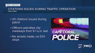 Cape Coral traffic enforcement issues 20 citations