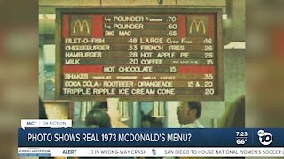 Fact or Fiction: Picture shows McDonald's menu from 1973?