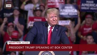 President Trump arrives at BOK Center in Tulsa for rally