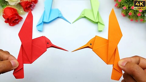 Paper hummingbird making / Origami bird / How to make paper bird / Easy paper crafts