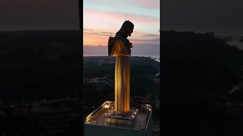 Drone Flight Around Statue Of JESUS CHRIST in Lisbon