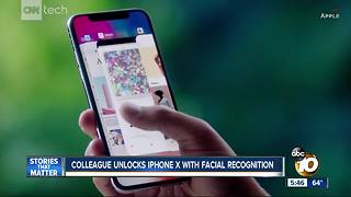 Colleague unlocks iPhone X with facial recognition
