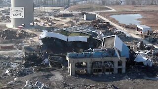 Sky 9 surveys wreckage after collapse at Killen Generating Station in Adams County, Ohio