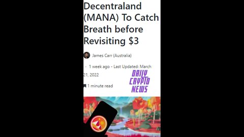 Crypto News today – Decentraland MANA To Catch Breath before Revisiting $3