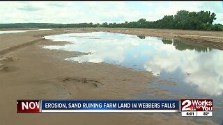 Erosion and sand ruining farm land in Webbers Falls