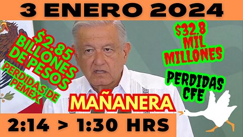 💩🐣👶 AMLITO | Mañanera *Miércoles 03 de enero 2024* | El gansito veloz 2:14 a 1:30.