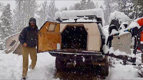 IT SNOWS THIS MUCH HERE?!! 14" & It Keeps Coming Down - Colorado Hot Tent Living at 9,500ft