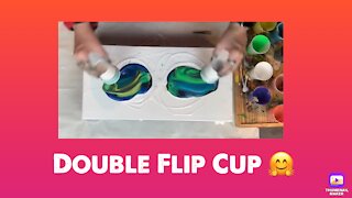 (46) Easy Flip Cup For Beginners -Acrylic Pouring 10x20 Canvas