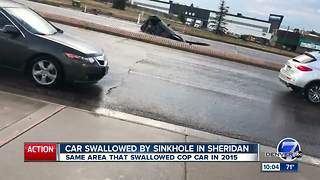 Driver escapes before sinkhole swallows her SUV on Oxford Avenue in Sheridan