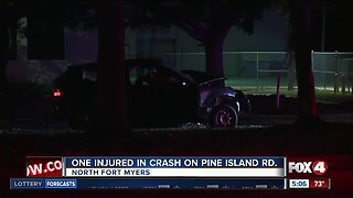 One injured in single car crash on Pine Island Road Thursday night