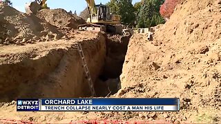 Trench collapse on Orchard Lake nearly cost a man his life