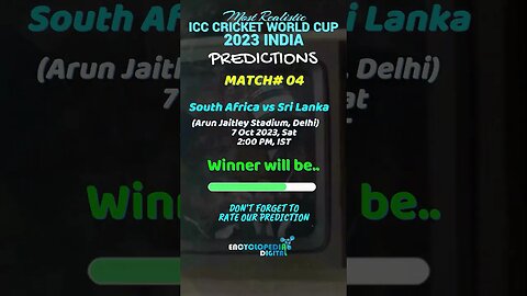ICC World Cup 2023 Match 4 Prediction | South Africa vs Sri Lanka Match Prediction #CWC23Prediction