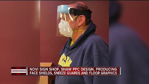 Novi sign shop, Shaw PPC Design, producing face shields, sneeze guards and floor graphics