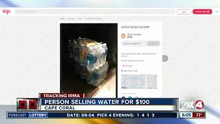 Person selling water for $100 a pack