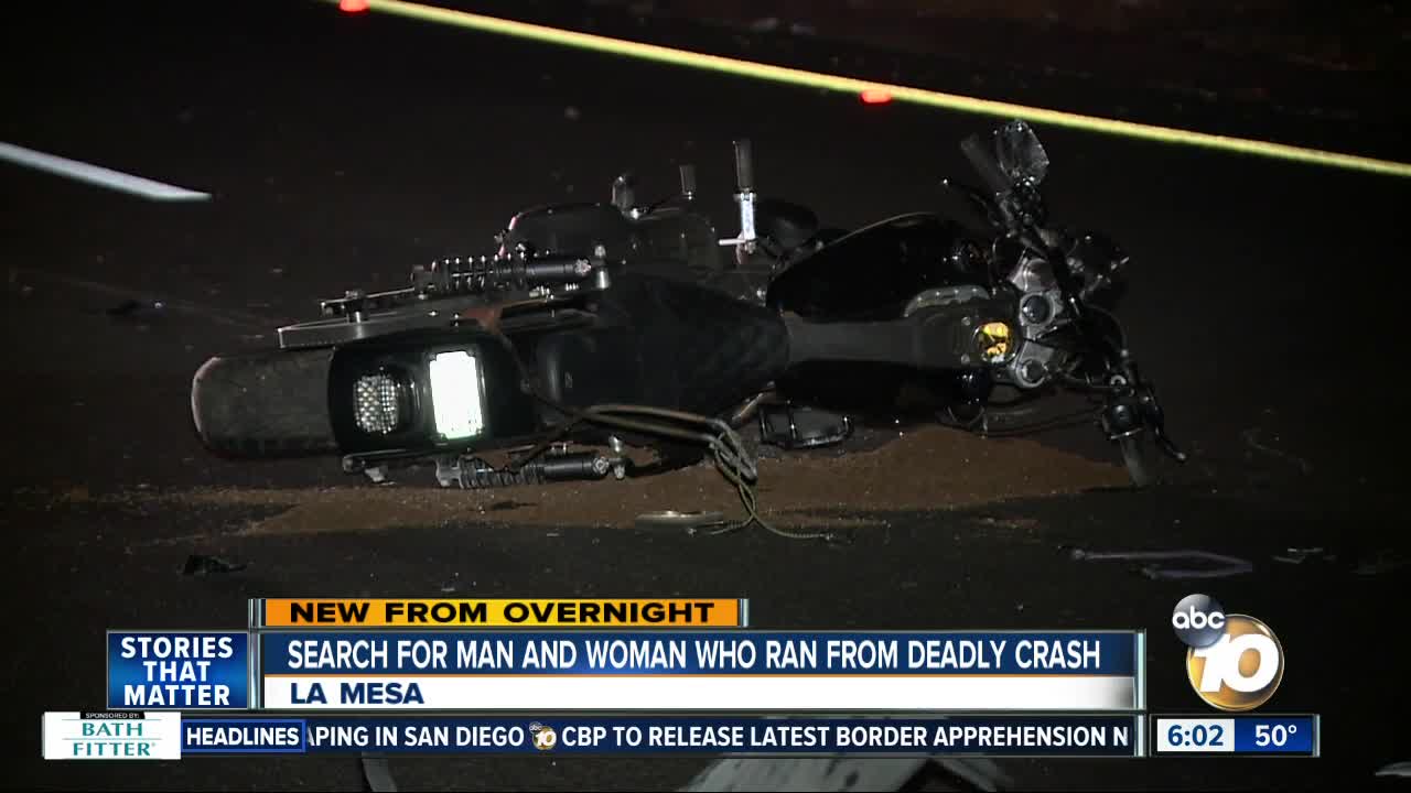 Man, woman sought in deadly motorcycle crash in La Mesa