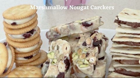 How to make nougat with marshmallow/Marshmallow Nougat Cracker/牛軋餅
