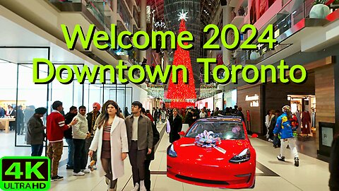 【4K】Welcome 2024 & Happy New Year Downtown Toronto Canada 🇨🇦