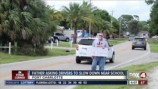 Port Charlotte dad holds sign to get drivers to slow down