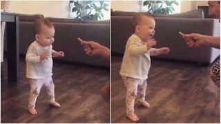 Baby's first steps sparked by a potato chip