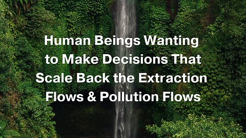 Human Beings Wanting to Make Decisions That Scale Back the Extraction Flows and Pollution Flows