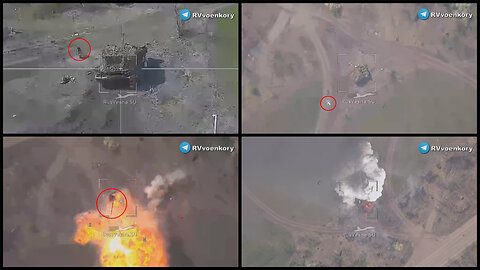 Chasiv Yar area: Russian Lancet UAV hits and destroys a Ukrainian tank