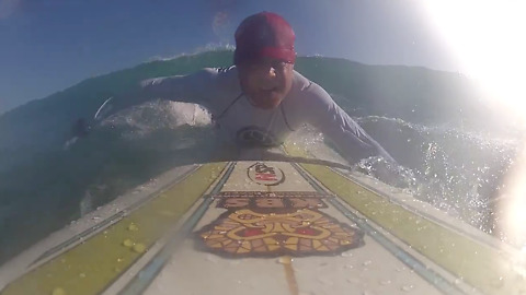 Surfing Small Waves at Canoes in Waikiki, Hawaii