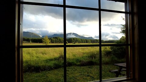 Escape to the Scottish Highlands: Cloud Timelapse from a Cozy Log Cabin