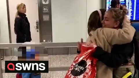 Tear-jerking moment UK mum welcomes Ukrainian family at the airport