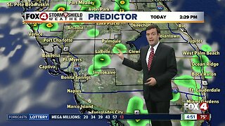Forecast: Today much like yesterday with morning isolated rain and afternoon inland storms