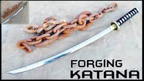 Forging a KATANA out of Rusted Iron CHAIN