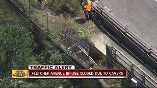 Water main break causes cavern to form under Fletcher Ave. bridge over Hillsborough River