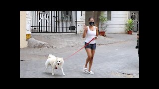 Malaika Arora Snapped With Her Pet At Her Residence