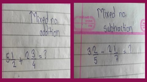 mixed number addition and subtraction// subtraction//#mixednumbers // addition//#6th //mixed number