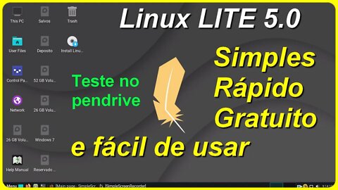 Teste do Linux Lite 5.0 - 64 bit no pendrive sem precisar instalar no PC. Conheça o Linux Lite