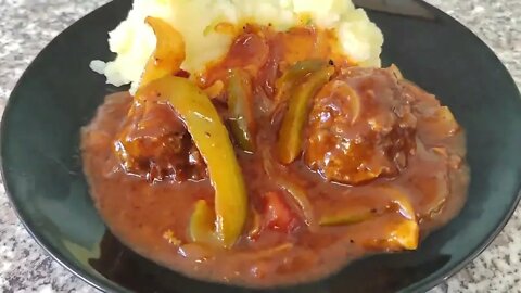 Homemade Meatballs in Meatballs Sauce with Side of Homemade Mashed Potatoes | Food Series