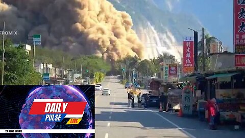 Dashcam video shows moment landslide hits road after Taiwan earthquake