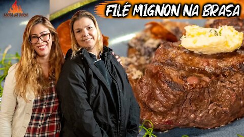 FILÉ MIGNON NA BRASA COM COGUMELOS GRELHADOS